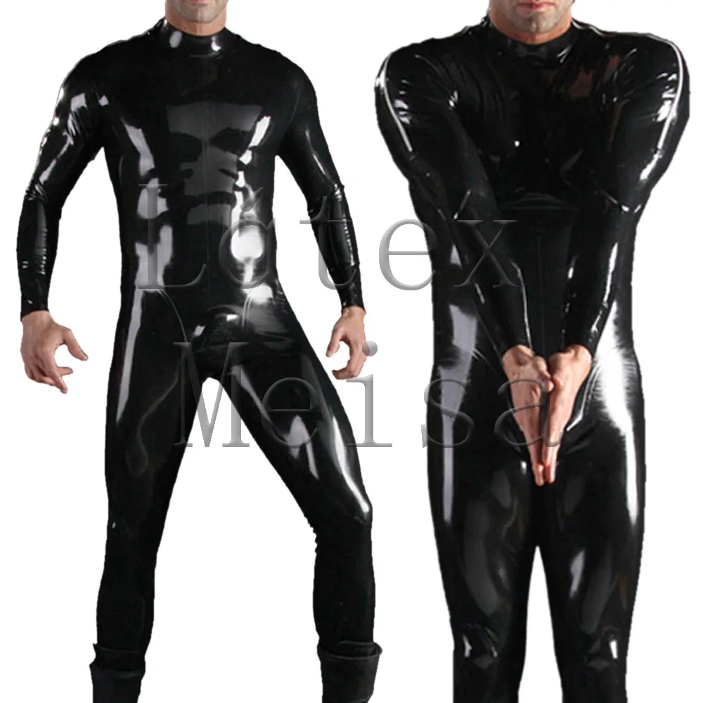 Novelty shoulder zip design latex Zentai men's Fetish latex catsuit exclude socks in black color
Novelty shoulder zip design latex Zentai men's Fetish latex catsuit exclude socks in black color
