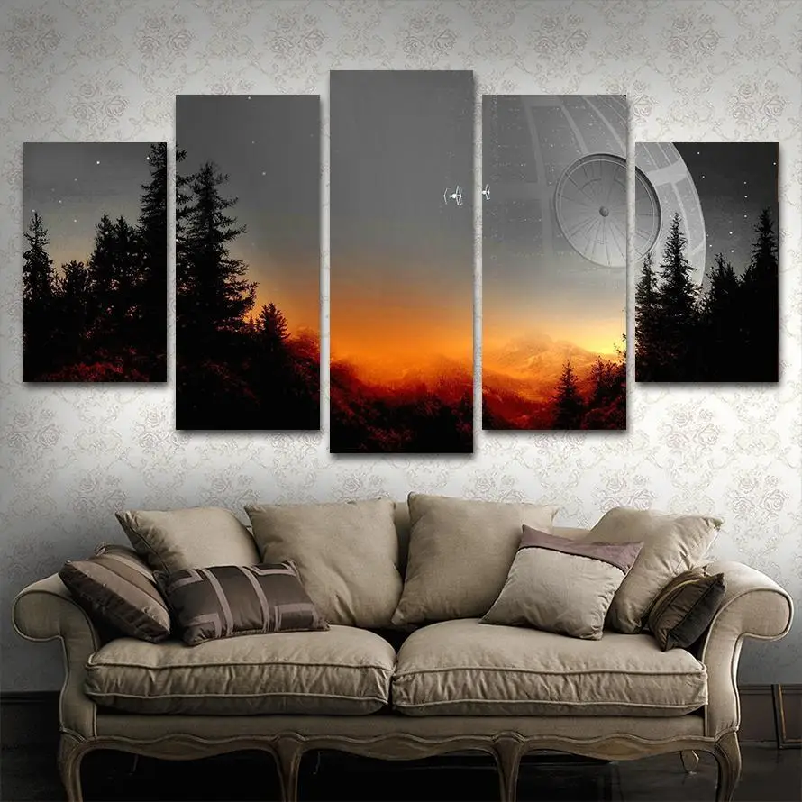 Modular Canvas Pictures Wall Art Framed 5 Pieces Star Wars Tree Death Star Painting Living Room Prints Movie Poster Home Decor
Modular Canvas Pictures Wall Art Framed 5 Pieces Star Wars Tree Death Star Painting Living Room Prints Movie Poster Home Decor