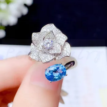 Natural blue topaz ring Big flower style Free shipping 925 sterling silver 6*8mm 1.6ct gemstone Fine jewelry B97302
Natural blue topaz ring Big flower style Free shipping 925 sterling silver 6*8mm 1.6ct gemstone Fine jewelry B97302