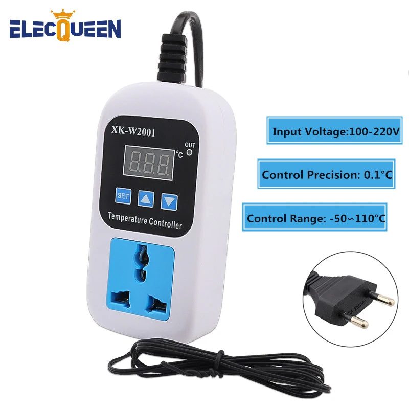 AC 110-220V Digital Temperature Controller Thermostat Regulator Smart Microcomputer Socket Outlet -50 to 110 C + NTC Sensor
AC 110-220V Digital Temperature Controller Thermostat Regulator Smart Microcomputer Socket Outlet -50 to 110 C + NTC Sensor