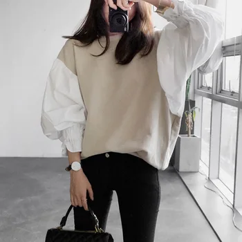 2019 Spring Autumn Fashion O Neck Lantern Sleeve Women Split Joint Short Sweatshirts New Top Ladies
2019 Spring Autumn Fashion O Neck Lantern Sleeve Women Split Joint Short Sweatshirts New Top Ladies