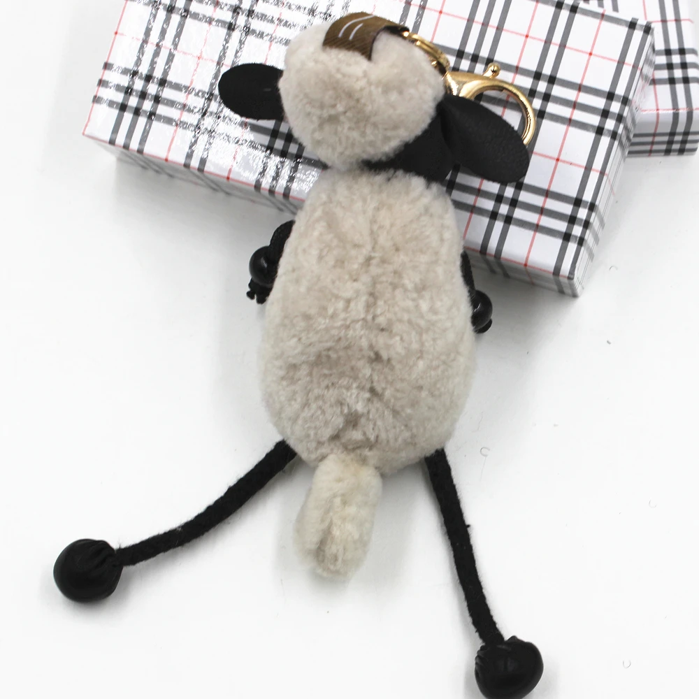 Новый брелок овца из натурального меха ягненка для ключей с помпоном сумка