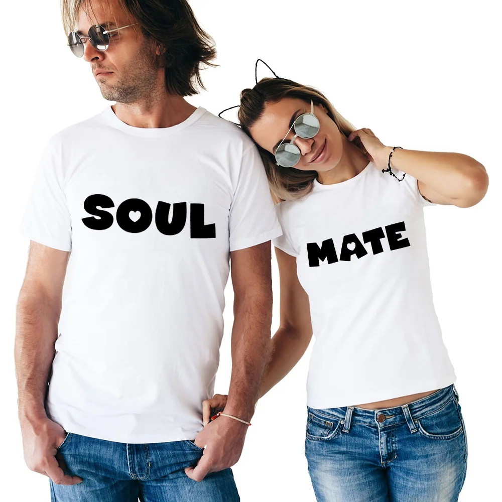 

Soulmates T Shirt Couples T-shirts Funny Matching Letter Wedding Top Tee Couple Tshirt Cotton Anniversary Gift Honeymoon Shirts