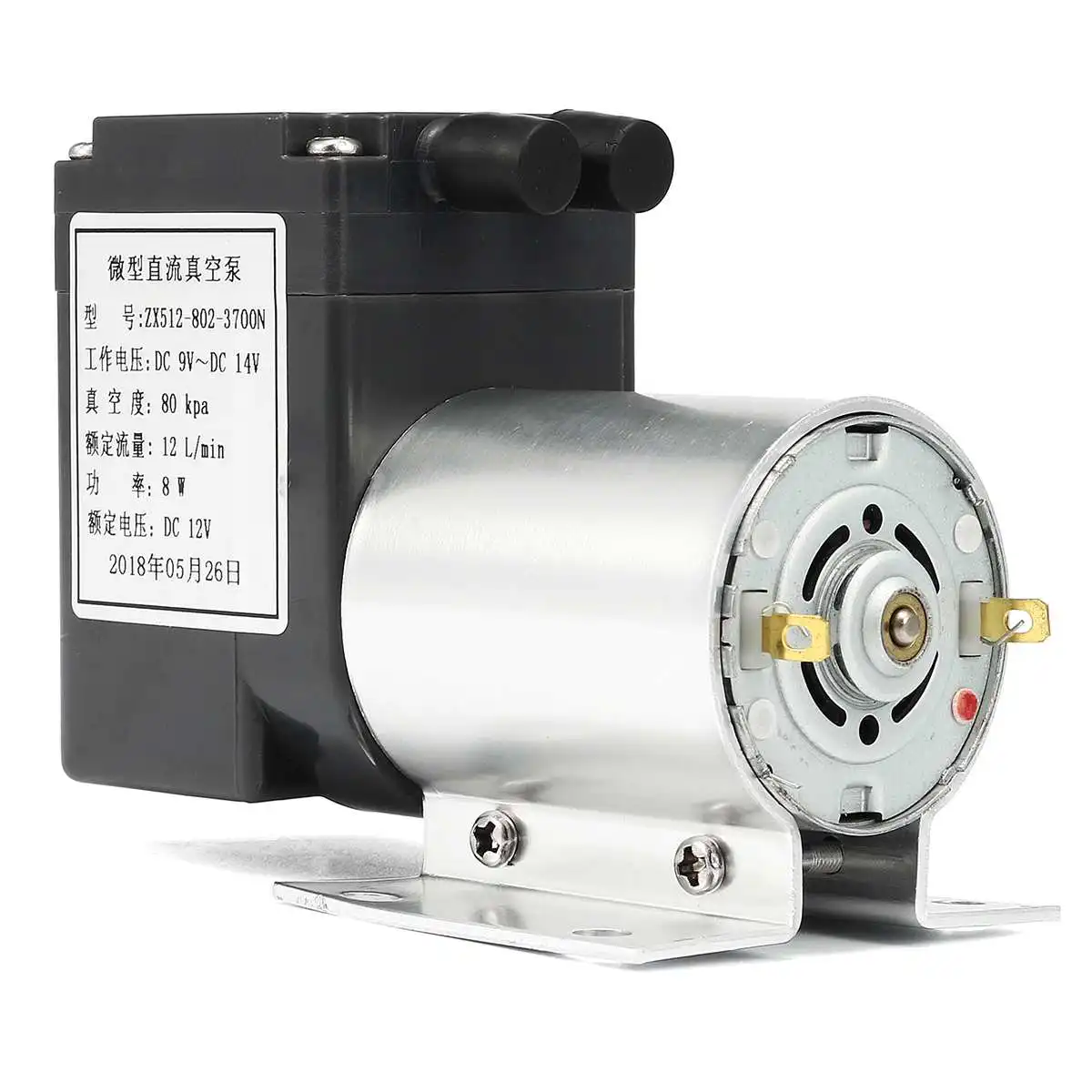 DC 12V Electric Mini Vacuum Air Pump High Pressure Suction Diaphragm Pumps 5L/min 80kpa with Holder for Chemical Industry
DC 12V Electric Mini Vacuum Air Pump High Pressure Suction Diaphragm Pumps 5L/min 80kpa with Holder for Chemical Industry