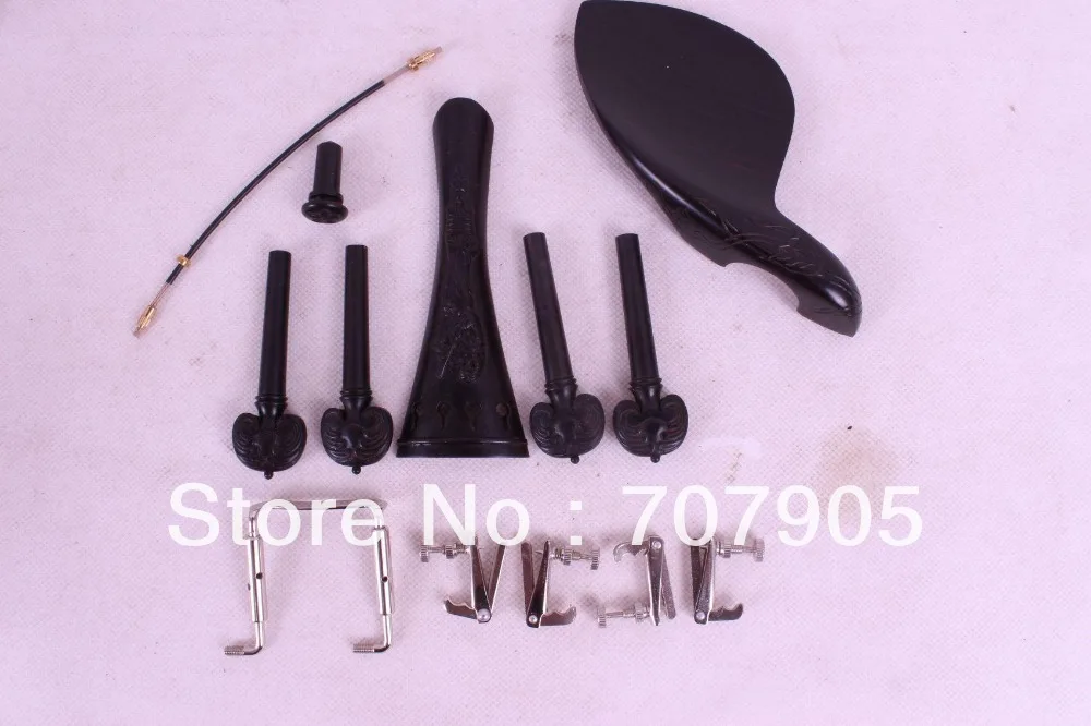 

1 set 4/4 violin parts ebony,tuner peg chinrest tailpiece tail gut endpin #W1-1