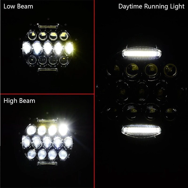2pcs 75W 7 Inch LED Headlights with DRL And HiLO Beam For 07-14 Jeep Wrangler JK LJ CJ TJ Land Rover Defender 90&110 未标题-4