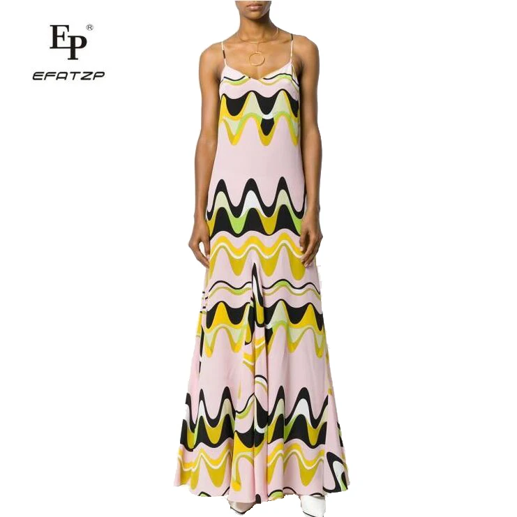 EFATZP Dresses New lady Bohemia fashion, beautiful print, elastic, slim, long Spaghetti Strap silk dress
EFATZP Dresses New lady Bohemia fashion, beautiful print, elastic, slim, long Spaghetti Strap silk dress