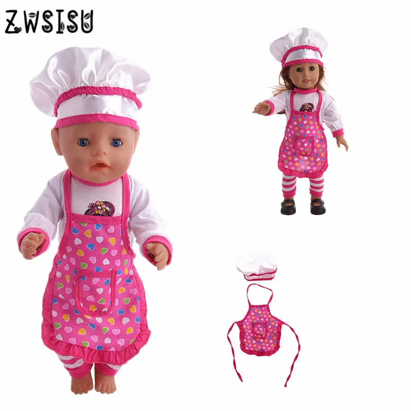 Doll clothes accessories chef clothes apron + hat for 18inch American female doll and 43CM baby doll educational toys fun gift
Doll clothes accessories chef clothes apron + hat for 18inch American female doll and 43CM baby doll educational toys fun gift
