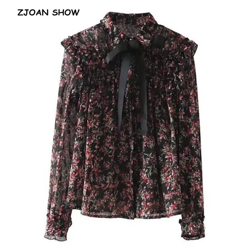 Retro Wood ears Spliced Floral Print Shirt Vintage Bow tie Lapel Collar Long Sleeve Buttons Slim Loose Blouse Tops Femme
Retro Wood ears Spliced Floral Print Shirt Vintage Bow tie Lapel Collar Long Sleeve Buttons Slim Loose Blouse Tops Femme