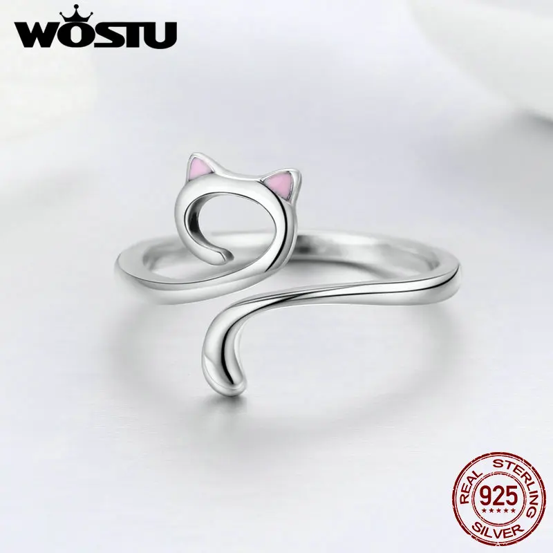 Женское кольцо WOSTU однотонное с кошачьими пальцами из чистого серебра