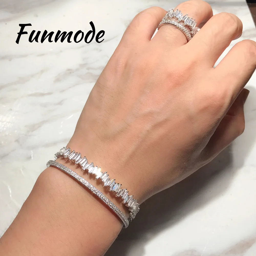 Funmode Super Luxury New Design Thin Baguette T Ring and Bracelets for Women Fashion Jewelry Finger Accessories Anel F005K
Funmode Super Luxury New Design Thin Baguette T Ring and Bracelets for Women Fashion Jewelry Finger Accessories Anel F005K