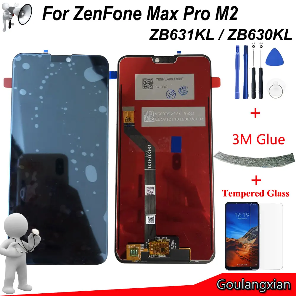 6 3 ''AAA Оригинальный ЖК дисплей для Asus Zenfone Max Pro M2 кодирующий преобразователь