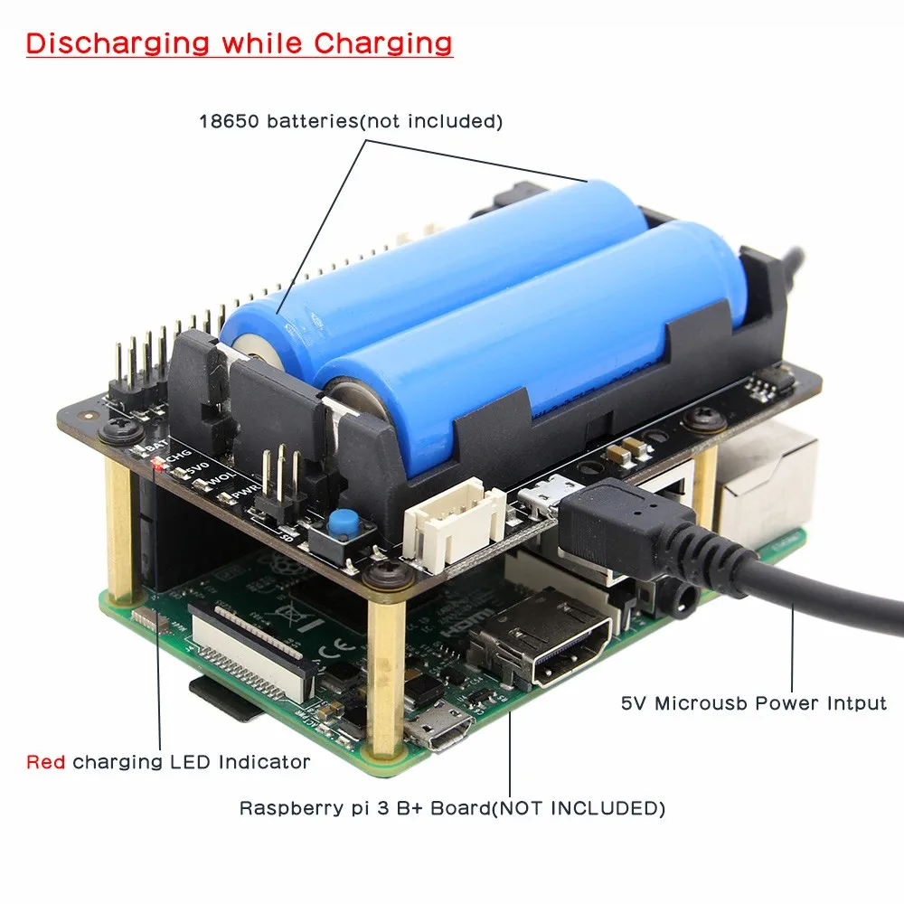 Raspberry Pi X720 UPS шляпа (18650 мощность) + безопасное отключение Пробуждение на Lan RTC