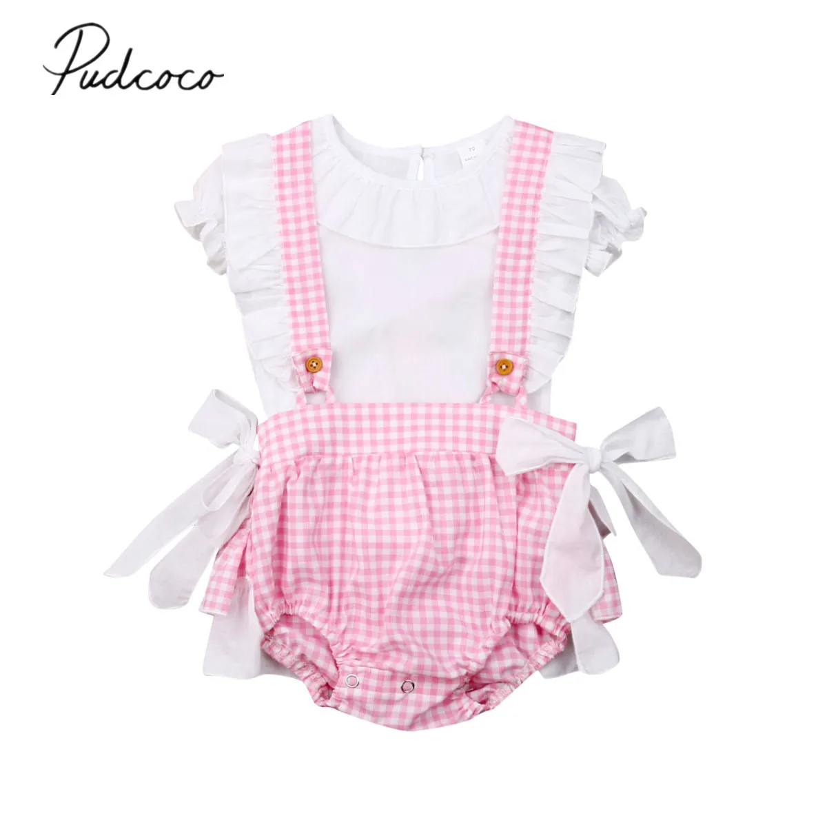 2019 Baby Summer Clothing Newborn Baby Girl 0-24M Ruffles Sleeve White T-shirt + Plaid Bow Ruffle Sling Pants Outfits 2pcs Sets
2019 Baby Summer Clothing Newborn Baby Girl 0-24M Ruffles Sleeve White T-shirt + Plaid Bow Ruffle Sling Pants Outfits 2pcs Sets
