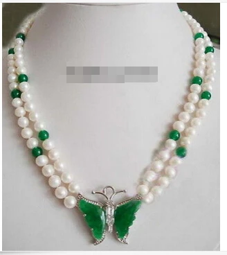 Hot sale Free Shipping>>>2 Rows Real White Pearl Green Jade 18KWGP Crystal Butterfly Pendant & Necklace
Hot sale Free Shipping>>>2 Rows Real White Pearl Green Jade 18KWGP Crystal Butterfly Pendant & Necklace