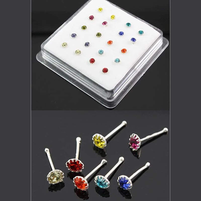 925 Sterling Silver Nose Studs Inlaid With Colored Clear Crystal For Women Men Nose Rings Nose Piercing Jewelry Body Jewelry
925 Sterling Silver Nose Studs Inlaid With Colored Clear Crystal For Women Men Nose Rings Nose Piercing Jewelry Body Jewelry