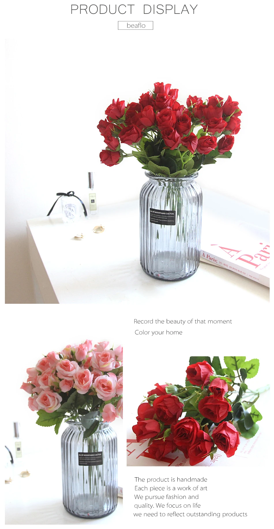 Generic 1 Bunch Artificial Rose Flowers Silk Flower Bride Bouquets