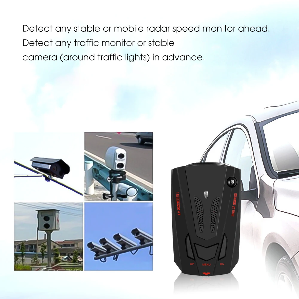 2019 Car Radar detector Laser Speed Camera Detector Alarm 16 Band 360 Degree Detection Car-Detector voice warning black red blue
2019 Car Radar detector Laser Speed Camera Detector Alarm 16 Band 360 Degree Detection Car-Detector voice warning black red blue
