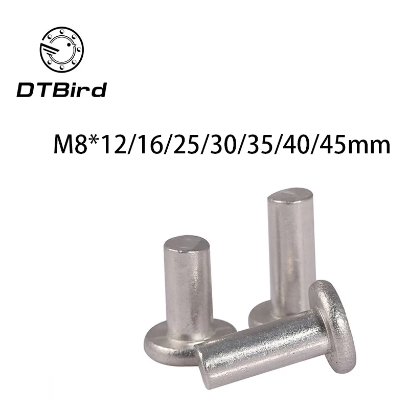 

M8x12/16/20/25/30/35/40/45/50mm Length Aluminum rivets flat hat head solid hand hit percussion rivet GB109 2017