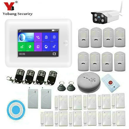 Yobang Security 4.3inch Touch Screen Wireless Wifi APP Control GSM SMS Burglar Alarm System SOS Smoke Fire Outdoor IP Camera
Yobang Security 4.3inch Touch Screen Wireless Wifi APP Control GSM SMS Burglar Alarm System SOS Smoke Fire Outdoor IP Camera
