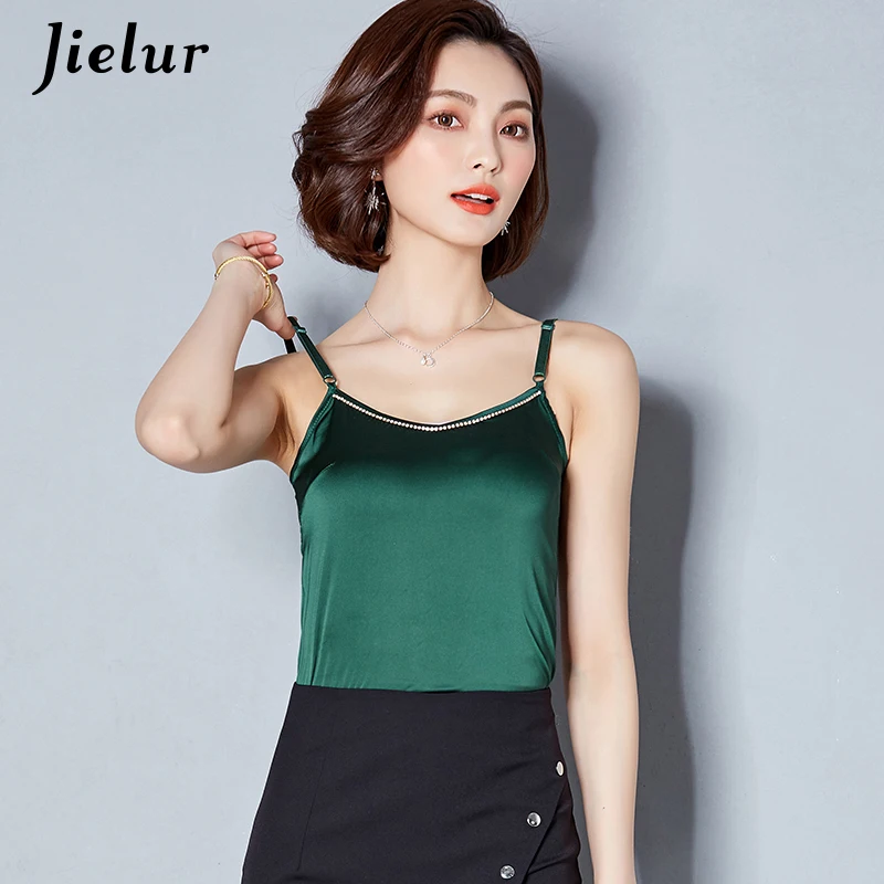Jielur Plus Size Summer Sexy Silk Tank Top Women Beading Solid Color Sleeveless Vest Casual Mujer Top Office Lady Camis Dropship
Jielur Plus Size Summer Sexy Silk Tank Top Women Beading Solid Color Sleeveless Vest Casual Mujer Top Office Lady Camis Dropship
