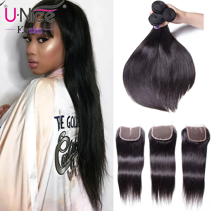 UNice Hair Kysiss Series Indian Hair Straight 3 Bundles With Closure 8-30" Indian Virgin Human Hair Weave Bundles With Closure
UNice Hair Kysiss Series Indian Hair Straight 3 Bundles With Closure 8-30" Indian Virgin Human Hair Weave Bundles With Closure