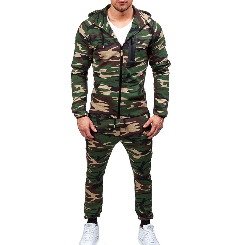 

ZOGAA 2018 autumn and winter explosion models young fashion camouflage men's suits Europe and America hooded large size sweater