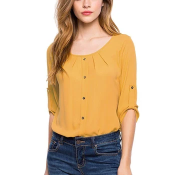 Summer Womens Solid Chiffon Lace O Neck Ladies Button Loose Casual Three Quarter Sleeve Tops Blouse
Summer Womens Solid Chiffon Lace O Neck Ladies Button Loose Casual Three Quarter Sleeve Tops Blouse