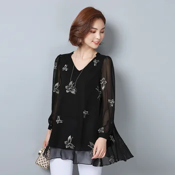 2018 summer women chiffon blouse loose plus size 5XL 6XL bow embroidery fashion black shirts office lady work shirts
2018 summer women chiffon blouse loose plus size 5XL 6XL bow embroidery fashion black shirts office lady work shirts