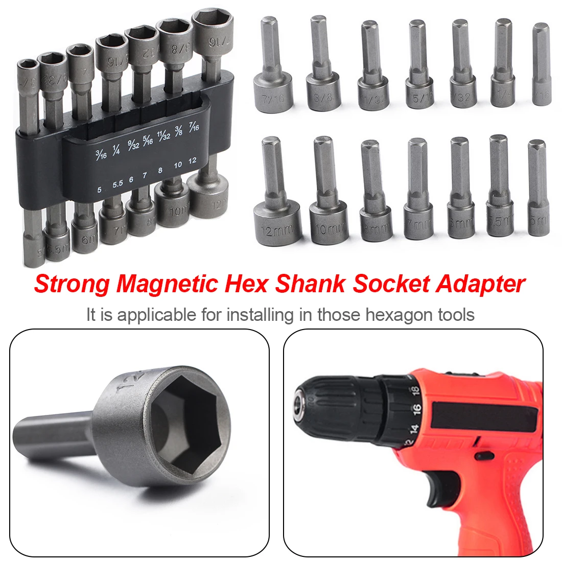 1/4 Hex Shank Socket Strong Magnetic Nut Driver Adapter Bits Power Nutdriver Nut Driver Bit Set Adapter Strong Magnetic 14 Pcs
1/4 Hex Shank Socket Strong Magnetic Nut Driver Adapter Bits Power Nutdriver Nut Driver Bit Set Adapter Strong Magnetic 14 Pcs