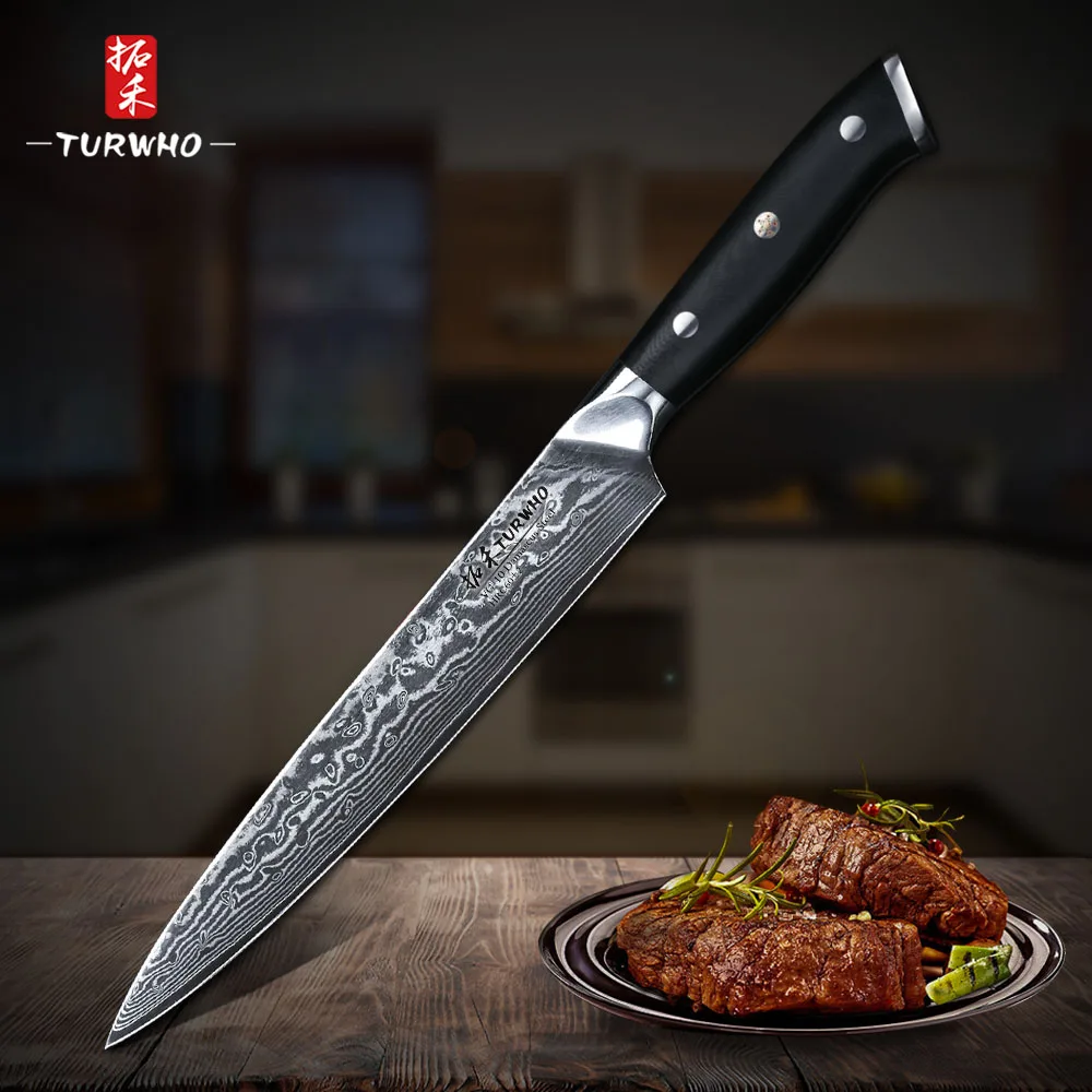 TURWHO 8" Slicing Knife Stainless Steel Cleaver Knife G10 Handle Professional Chef Knife Sashimi Knife Kitchen Utilities
TURWHO 8" Slicing Knife Stainless Steel Cleaver Knife G10 Handle Professional Chef Knife Sashimi Knife Kitchen Utilities