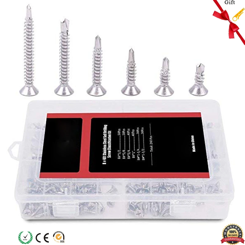 Stainless Steel Flat Head Phillips Self Drilling Screws Sheet Metal Tek Screws Assortment Kit Modified Truss Head Self Driller
Stainless Steel Flat Head Phillips Self Drilling Screws Sheet Metal Tek Screws Assortment Kit Modified Truss Head Self Driller