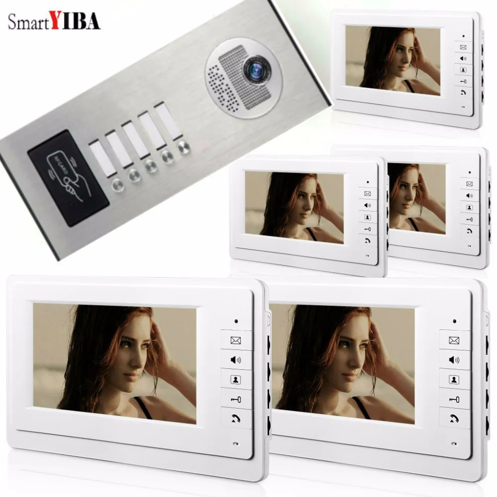 SmartYIBA RFID Access Door IR Camera For 5 Units Home Apartment Video Intercom Kits For House/Flat Video Door Phone Doorbell Kit
SmartYIBA RFID Access Door IR Camera For 5 Units Home Apartment Video Intercom Kits For House/Flat Video Door Phone Doorbell Kit