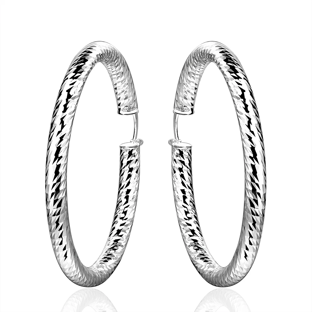Dangle Jewelry Wedding gift Hoop Earrings Silver Plated Big circle  Women