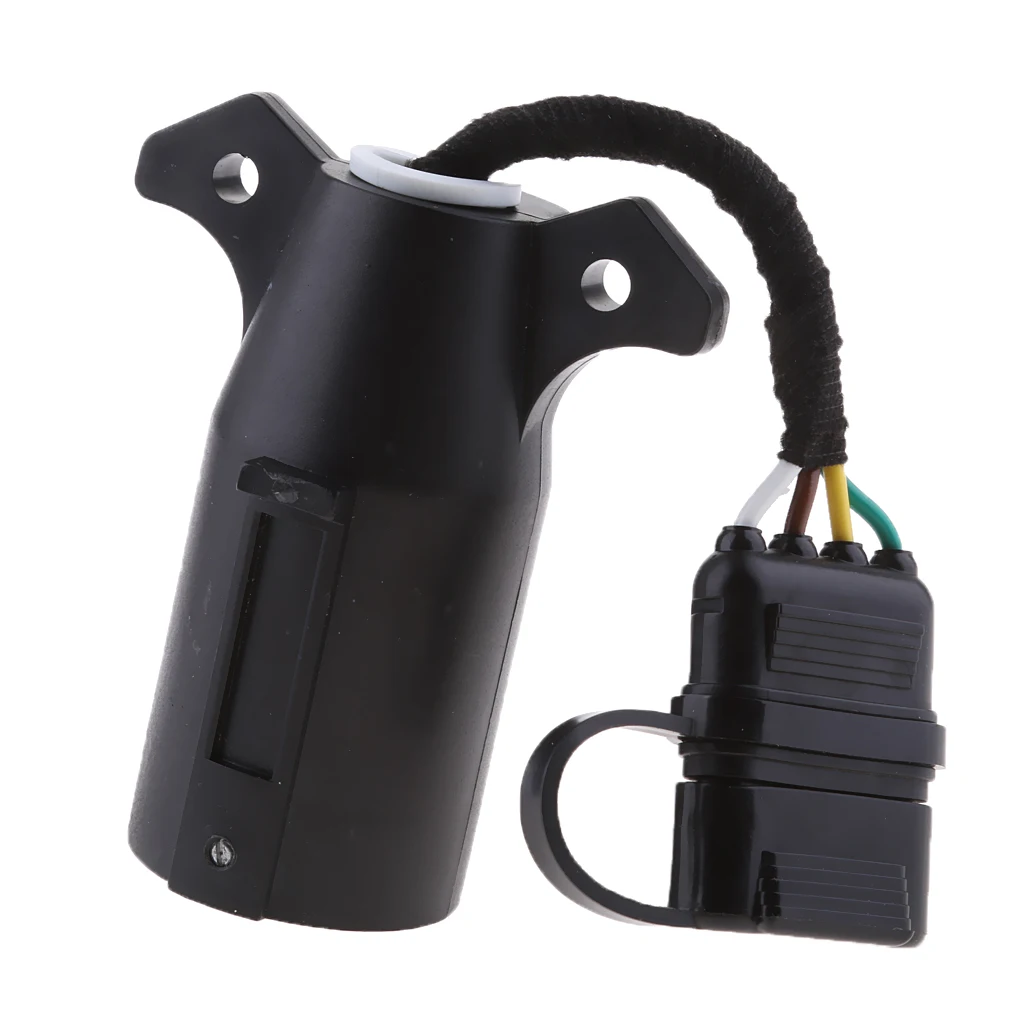 Trailer 7 Way Flat to 4 Way Pin Adapter Connector with Secure Tab Trailer 7 Way Flat to 4 Way Pin Adapter Connector with Secure Tab