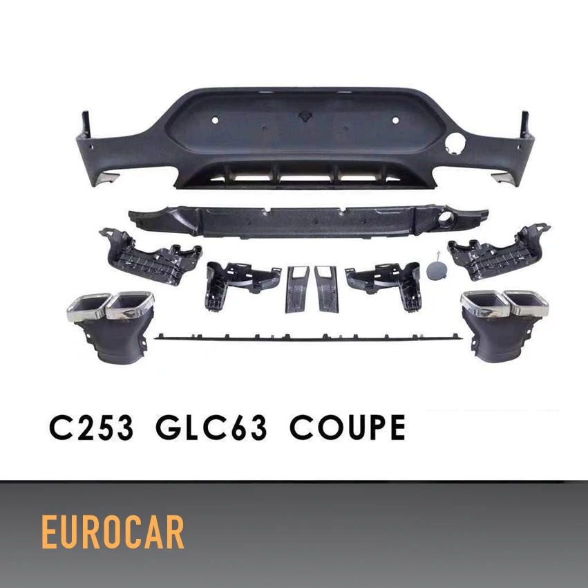 GLC63 coupe PP rear diffuser rear lip bumper with exhaust tips for mercedes C253 GLC coupe sport style 2017 2018 2019y
GLC63 coupe PP rear diffuser rear lip bumper with exhaust tips for mercedes C253 GLC coupe sport style 2017 2018 2019y