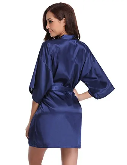 Women Silk Satin Short Night Robe Solid Kimono Robe Fashion Bath Robe Sexy Bathrobe Peignoir Femme Wedding Bride Bridesmaid Robe 131 HTB1EgdJqS8YBeNkSnb4q6yevFXa7