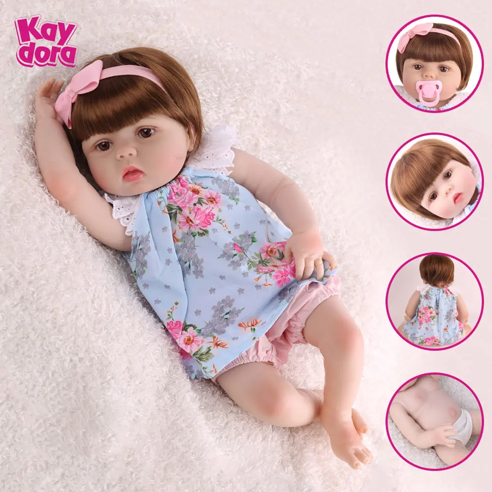 

Full Silicone Reborn Baby Dolls 22inch 55cm Lifelike Bebe Realistic Lifelike Wig Menina Kid Boneca Toy lol Grils Gift Surprise