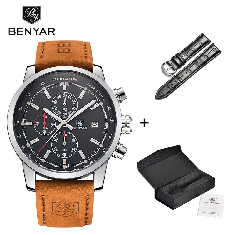 Wristwatches BENYAR Watch Mens Set Fashion Quartz Top Brand Luxury Chronograph Leather Sport Clock Male Hour Relogio Masculino
Wristwatches BENYAR Watch Mens Set Fashion Quartz Top Brand Luxury Chronograph Leather Sport Clock Male Hour Relogio Masculino
