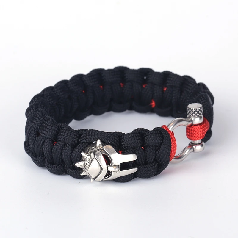 Black Nylon Rope Paracord 550 Brutal Style Knot Macrame Knight Helmet Charm D Horse Shoes Clasp Survival Bracelet Bangle For Man
Black Nylon Rope Paracord 550 Brutal Style Knot Macrame Knight Helmet Charm D Horse Shoes Clasp Survival Bracelet Bangle For Man