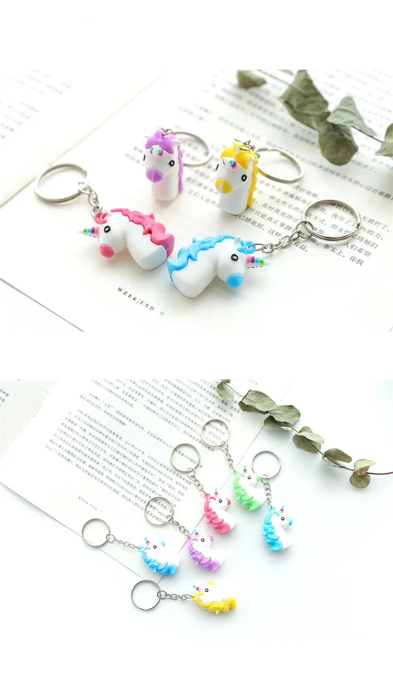Unicorn Keychain Animal PVC Keychains Key Ring Gifts 6