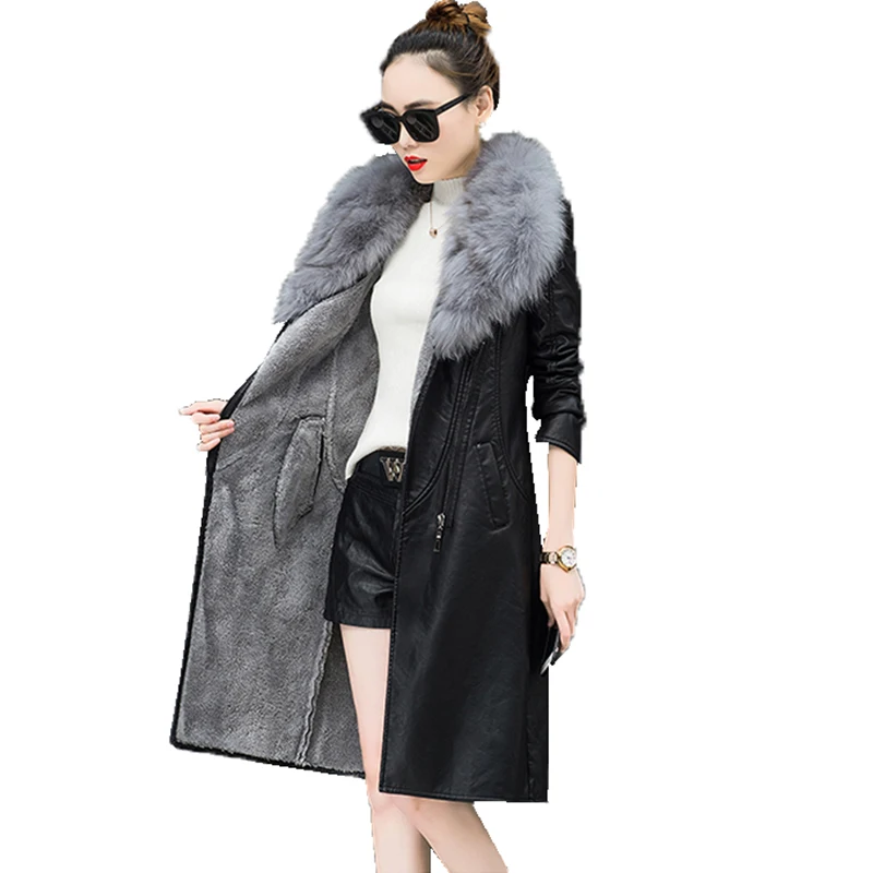4XL Fashion Women Autumn Winter Fur Collar long Fur Coat jacket Female 2019 Lapel Belt Belt PU Size Warm Slim Lamb Fur Outerwear
4XL Fashion Women Autumn Winter Fur Collar long Fur Coat jacket Female 2019 Lapel Belt Belt PU Size Warm Slim Lamb Fur Outerwear