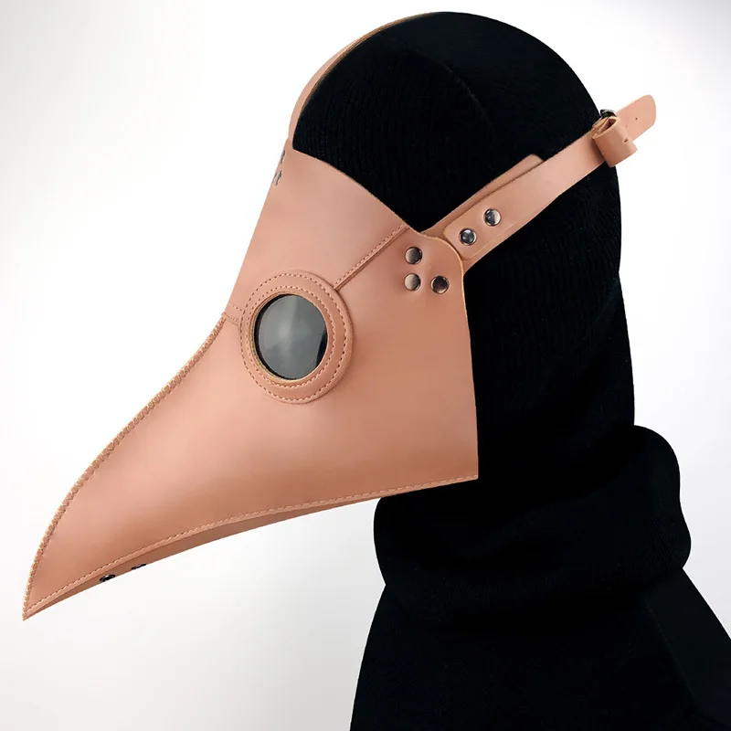 

Corzzet Brown PU Leather Birds Beak Masks Steampunk Plague Doctor Mask Unisex Halloween Art Cosplay Carnaval Props