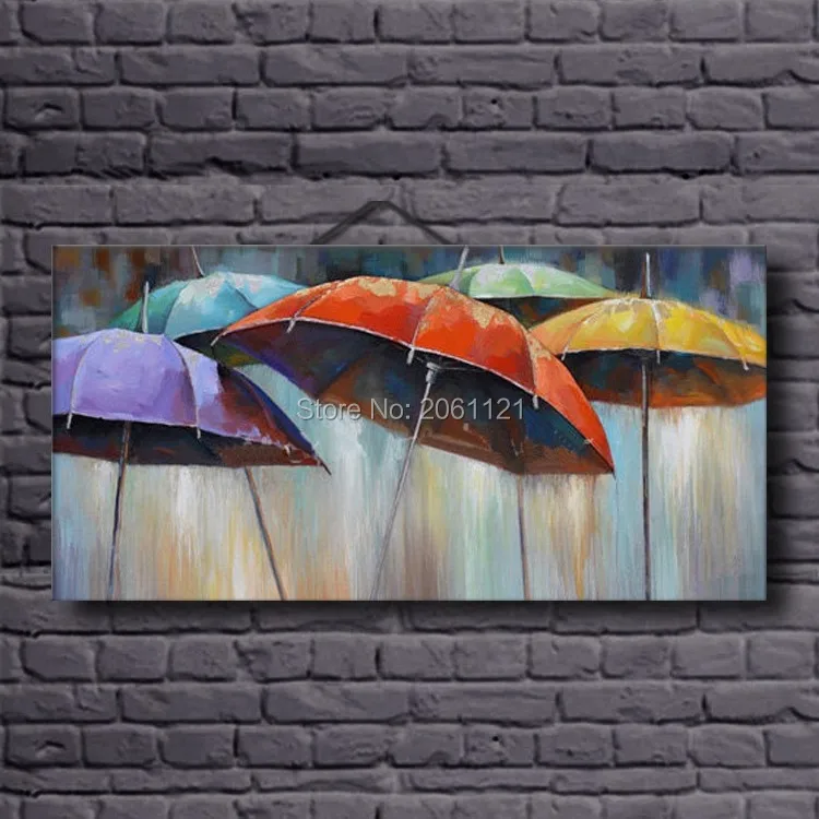 

Hand painted canvas wall art umbrellas oil painting retro modern wall picture still life decorations artist oringinal