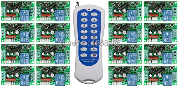 AC220V 16CH Radio Wireless Remote Control Switch light lamp LED ON OFF 16 Receiver &1 transmitter Learning Code Output Adjusted
AC220V 16CH Radio Wireless Remote Control Switch light lamp LED ON OFF 16 Receiver &1 transmitter Learning Code Output Adjusted