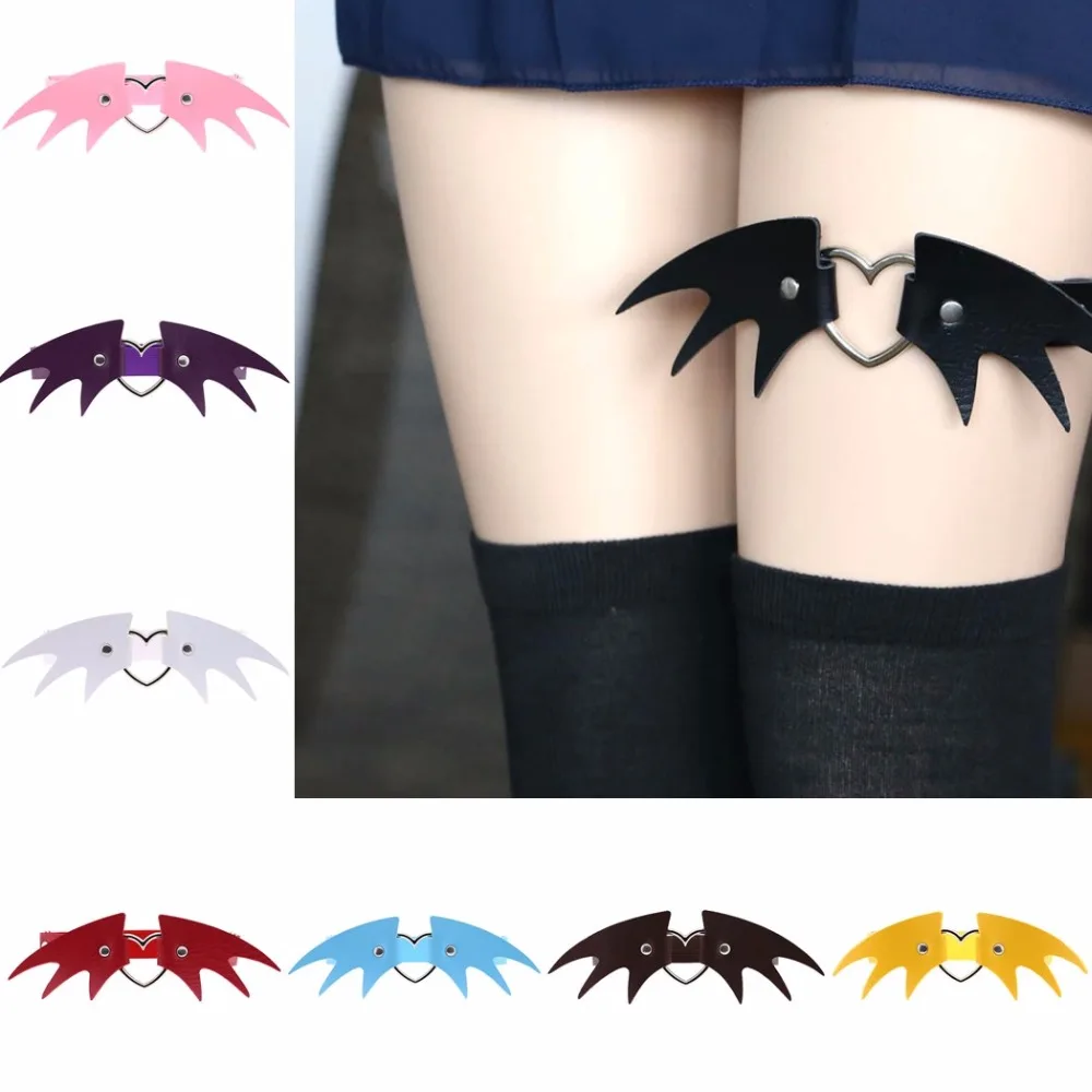 

QIAMNI Sexy Punk Harajuku Bat Wings Garter Belt Rivets Leg Ring Thigh Harness Leather Suspenders Body Jewelry Halloween Gift