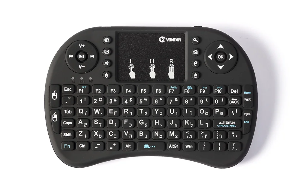 VONTAR I8 Mini Wireless Gaming Keyboard Russian English Hebrew Spanish 2.4G Touched Fly Mouse For Smart TV box Laptop Tablet PC 12