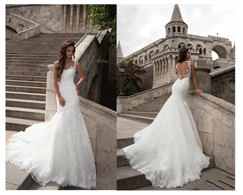 new Mermaid Wedding Dress See Through Back Elegant Vestidos de novia Vintage Sexy Scoop Neck Bride Dresses Floor length
new Mermaid Wedding Dress See Through Back Elegant Vestidos de novia Vintage Sexy Scoop Neck Bride Dresses Floor length