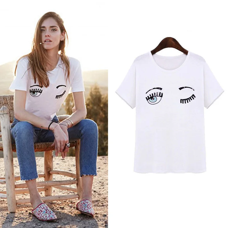 Sequined Eyelash T-shirts for Women 2019 Fashion Summer Tops Short Sleeve Cotton Lycra Tshirt Female Plus Size 3XL 4XL
Sequined Eyelash T-shirts for Women 2019 Fashion Summer Tops Short Sleeve Cotton Lycra Tshirt Female Plus Size 3XL 4XL