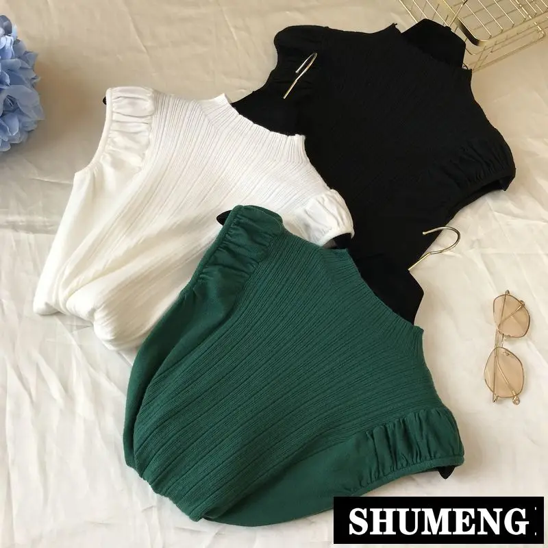 2019 New Autumn Bubble Sleeve Knitted Shirt for Women Solid Color All-match Female Sleeveless Top Slim Tanks
2019 New Autumn Bubble Sleeve Knitted Shirt for Women Solid Color All-match Female Sleeveless Top Slim Tanks